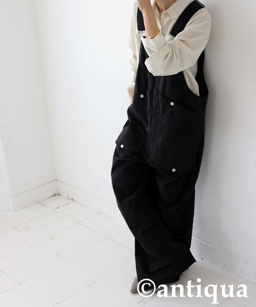 「antiqua」 オーバーオール R ブラック レディース_画像9