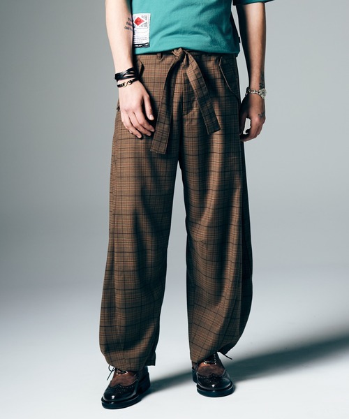glamb（グラム） ワイドパンツ スラックス Barrel Belt Slacks