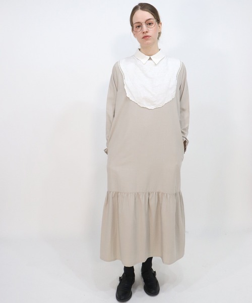 「haupia」 長袖ワンピース MEDIUM グレイッシュベージュ レディースの画像