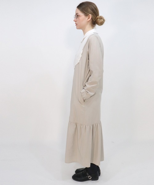 「haupia」 長袖ワンピース MEDIUM グレイッシュベージュ レディースの画像