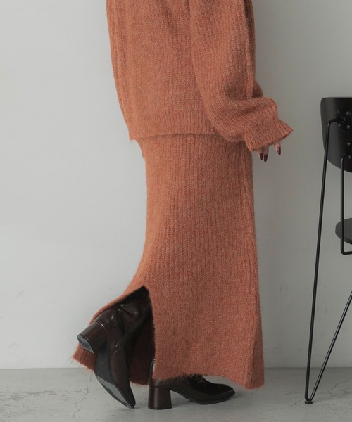 「Elishe」 ニットスカート FREE オレンジ レディース_画像9