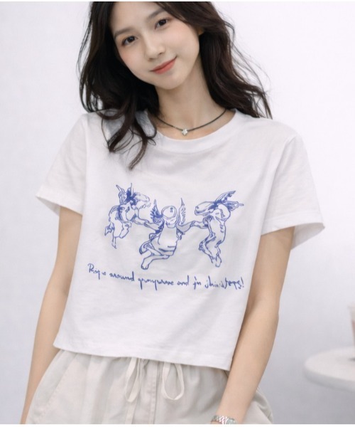BIGBAN レディース　ショート丈　Tシャツ tシャツ 半袖 ショート丈プリントTEE レディース : ZOZOTOWN Yahoo!店