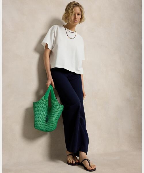 POLO ラルフローレン  トートバッグ　ラフィア　米国購入　新品タグ付き POLO RALPH LAUREN☆Big Pony ラフィア ラージ バック♪送料込 (POLO