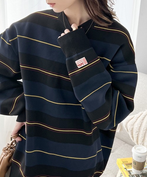 「Java」 長袖ニット LARGE ネイビー メンズ_画像3