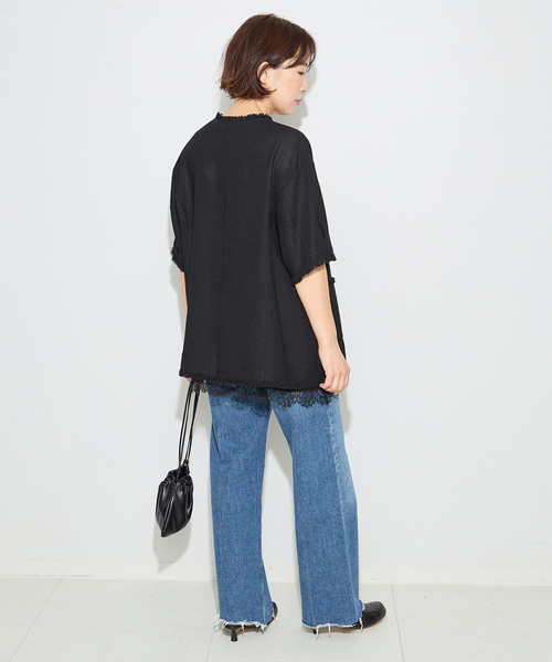 ジャケット ノーカラージャケット TWEEDY MESH ショートスリーブジャケット レディースの画像