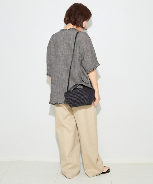 ジャケット ノーカラージャケット TWEEDY MESH ショートスリーブジャケット レディースの画像