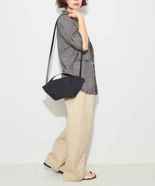 ジャケット ノーカラージャケット TWEEDY MESH ショートスリーブジャケット レディースの画像