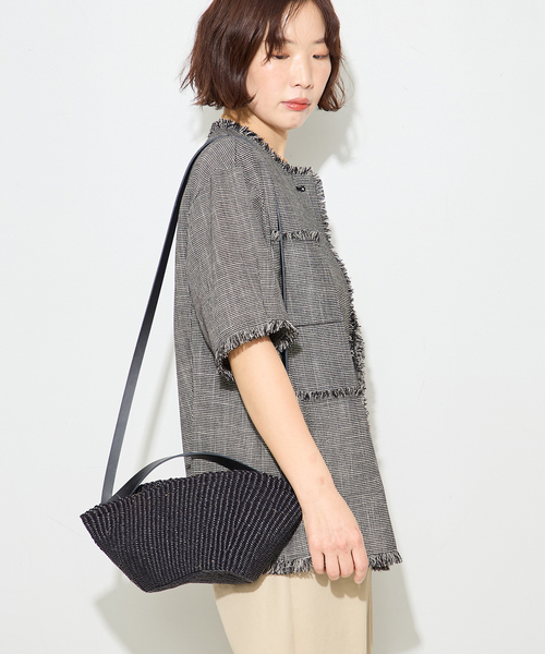 ジャケット ノーカラージャケット TWEEDY MESH ショートスリーブジャケット レディースの画像