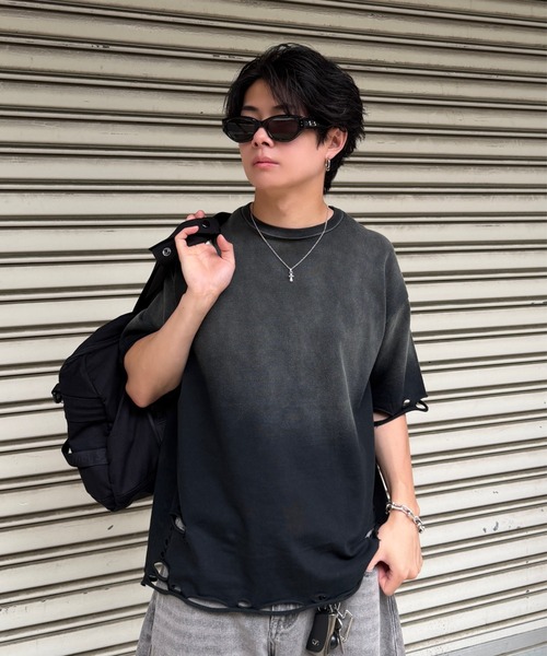 ADAMASTE tシャツ Vintage Like Gradation T-shirt - ヴィンテージ