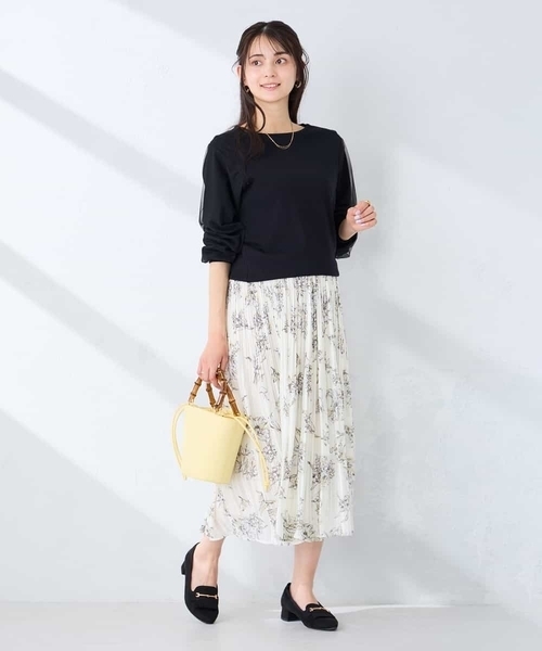 スカート 「洗える」フラワープリントランダムプリーツスカートの画像