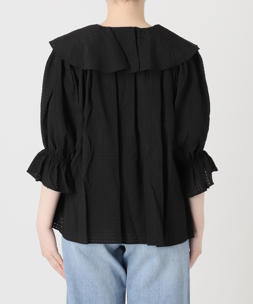 IENA（イエナ） ブラウス シャツ BLACK 襟フリルブラウス レディース