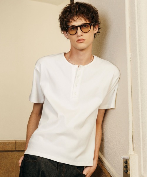 LURAKU tシャツ 「LURAKU」Henry Neck Short Sleeve Tee / ヘンリー
