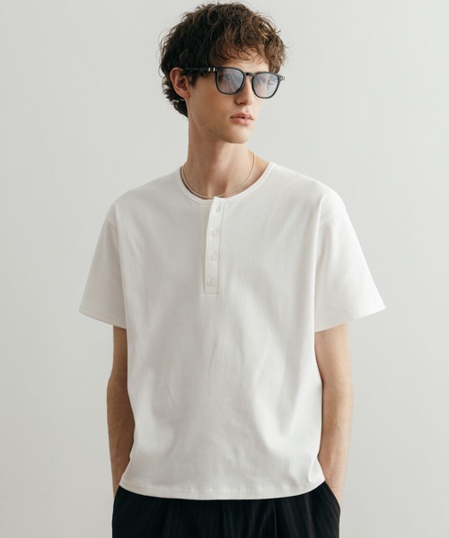 LURAKU tシャツ 「LURAKU」Henry Neck Short Sleeve Tee / ヘンリー