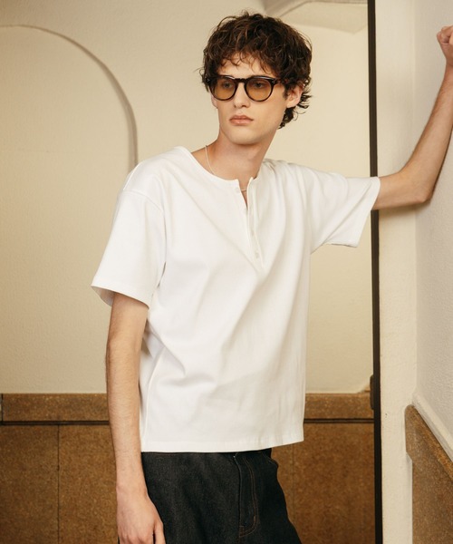 LURAKU tシャツ 「LURAKU」Henry Neck Short Sleeve Tee / ヘンリー