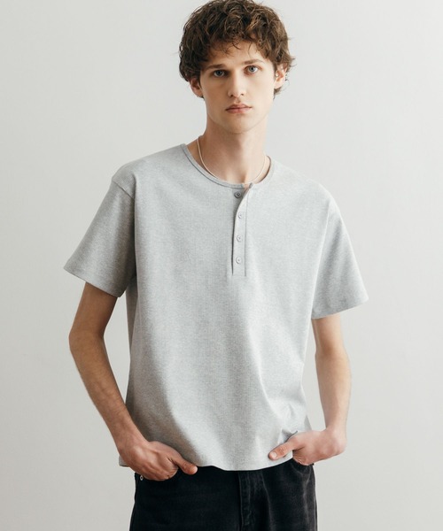 LURAKU ヘンリーネック tシャツ 「LURAKU」Henry Neck Short Sleeve