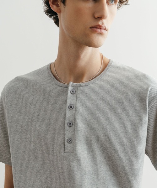 LURAKU tシャツ 「LURAKU」Henry Neck Short Sleeve Tee / ヘンリー