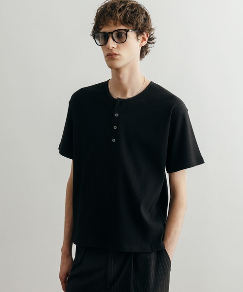 LURAKU tシャツ 「LURAKU」Henry Neck Short Sleeve Tee / ヘンリー