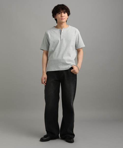 LURAKU tシャツ 「LURAKU」Henry Neck Short Sleeve Tee / ヘンリー