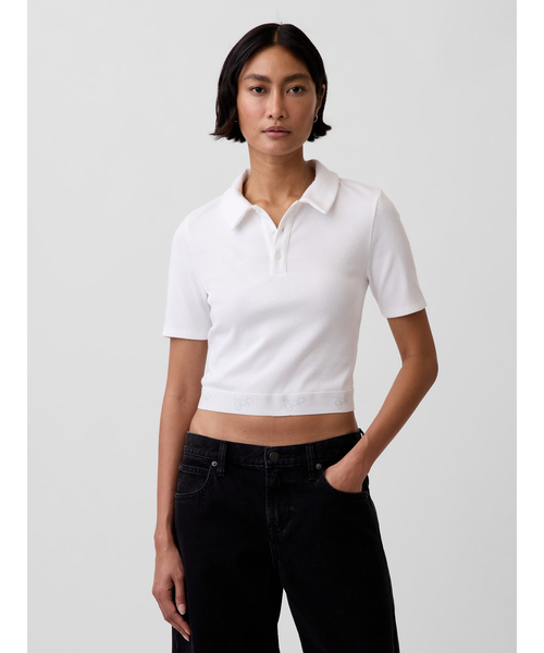 GAP（ギャップ） ポロシャツ ポロ リブ クロップド ポロシャツ