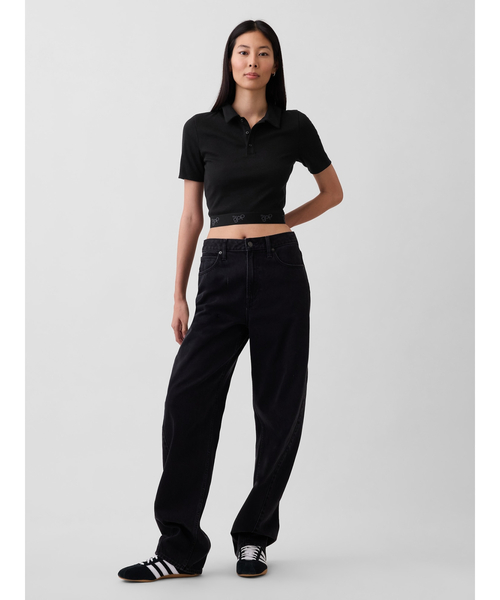 GAP（ギャップ） ポロシャツ ポロ リブ クロップド ポロシャツ