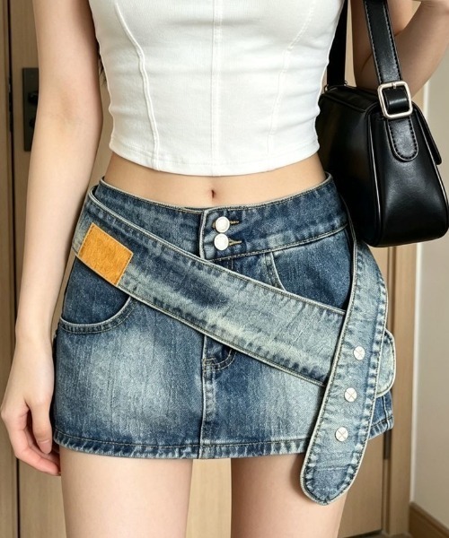 miss sixty デニム ミニスカート ベルト付き インナーパンツ付き