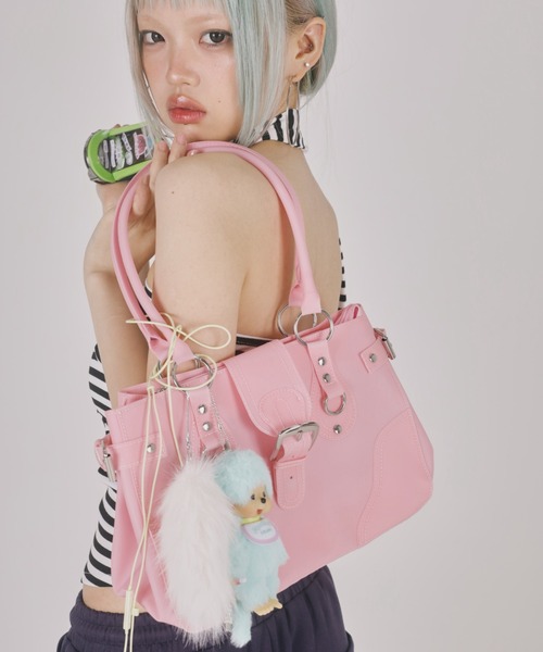 ピンクの猿の顔ハンドバッグ SPINNS（スピンズ） ハンドバッグ PVC ジェリーバッグ/JELLY BAG