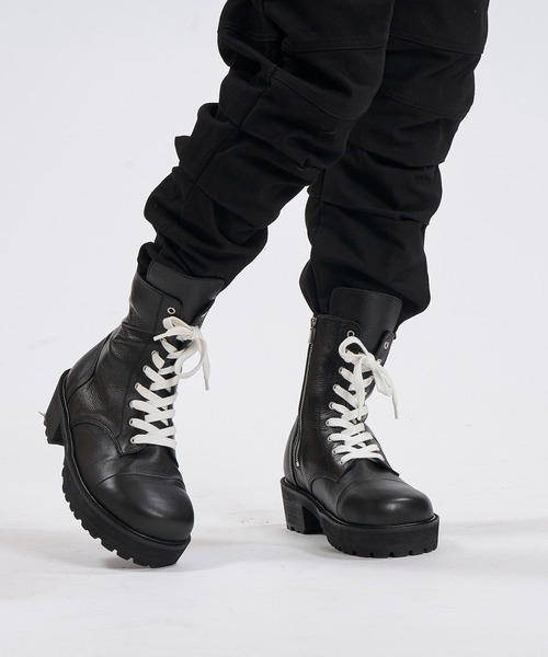 NO ID.（ノーアイディー） ブーツ 「NO ID.」Side Zip Lace-Up Boots