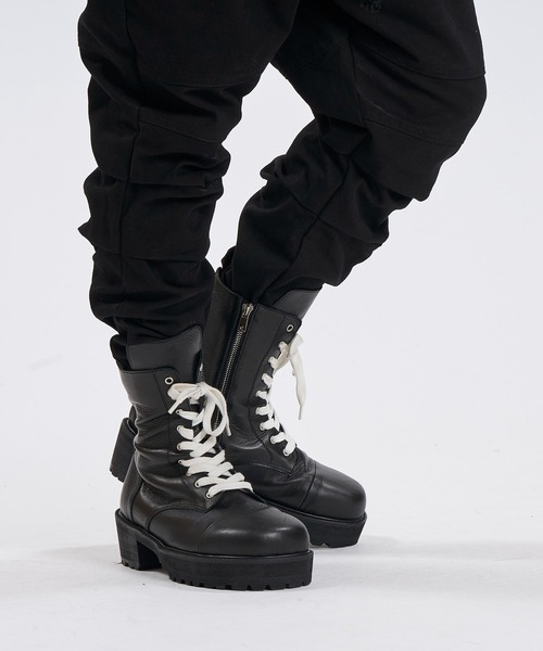 NO ID.（ノーアイディー） ブーツ 「NO ID.」Side Zip Lace-Up Boots