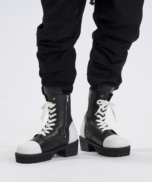 NO ID. レースアップ エンジニアブーツ サイドジップ レザー 25.5㎝ NO ID.（ノーアイディー） ブーツ 「NO ID.」Side Zip Lace-Up Boots