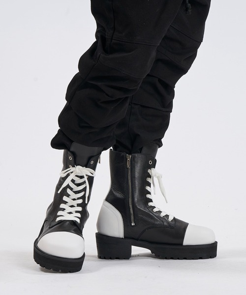 NO ID.（ノーアイディー） ブーツ 「NO ID.」Side Zip Lace-Up Boots