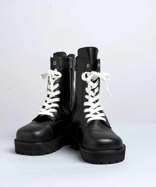 NO ID.（ノーアイディー） ブーツ 「NO ID.」Side Zip Lace-Up Boots