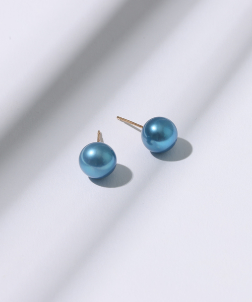 アガット インディゴ染め　パール　ピアス Spick＆Span ピアス 「追加」インディゴパール8mm1粒ピアスK10