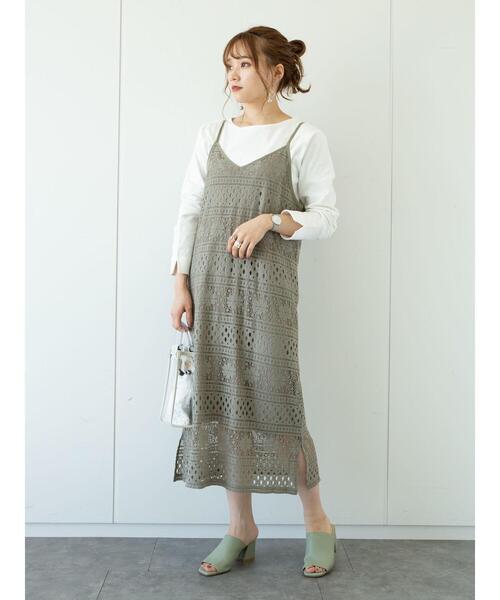 earth music&ecology ワンピース SET2点レースキャミワンピース+