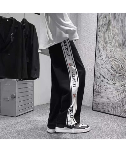 ☆men's ライン ロゴ スウェット パンツ ジャージ 韓国系 DEVICE スウェットパンツ ジャージ 薄手 韓国 古着風 イラスト