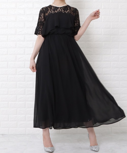 Lace Ladies ドレス ブラウジングフレアマキシワンピースドレス