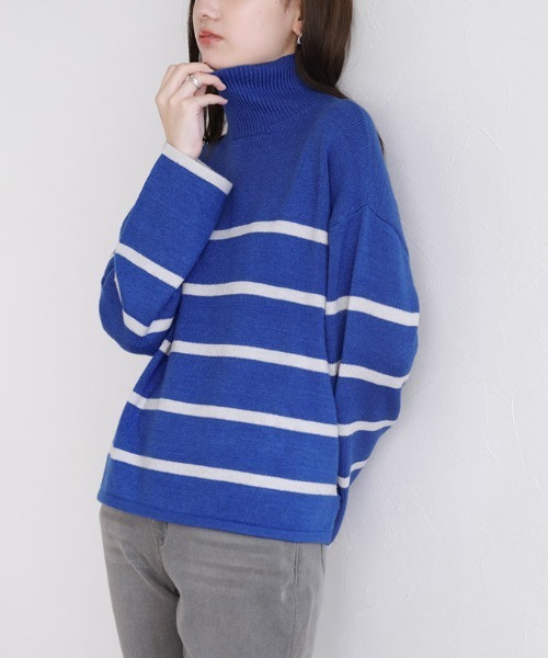 新品未使用　現行品　ボーダー　ニット　size40 44134 Pierrot ニット セーター ハイネックボーダーニット レディース