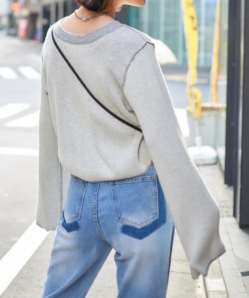 ニット セーター 配色 リバーニット プルオーバー レディース BEAMS HEART ニット セーター 配色 リバーニット プルオーバー
