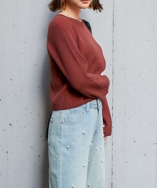 ニット セーター 配色 リバーニット プルオーバー レディース BEAMS HEART ニット セーター 配色 リバーニット プルオーバー