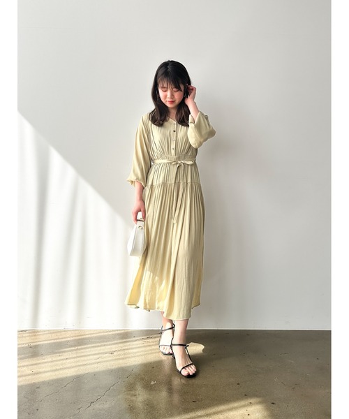 COHINA（コヒナ） ワンピース Vネックギャザーとろみワンピース「低