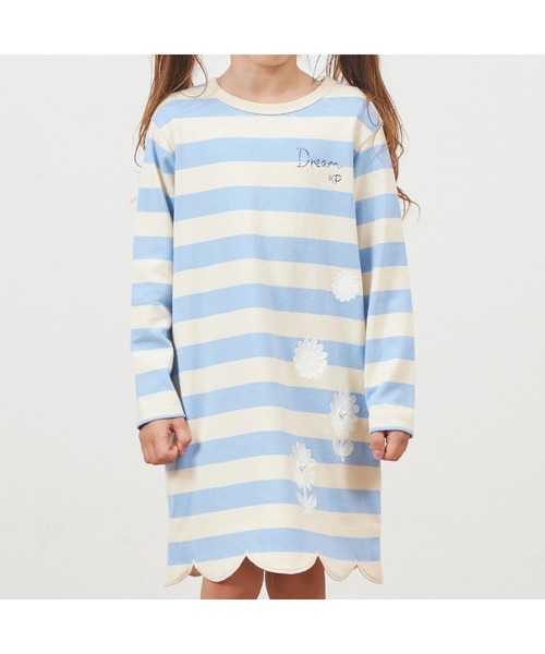 KP ワンピース 太ボーダー裾スカラップワンピース(90〜160) キッズ