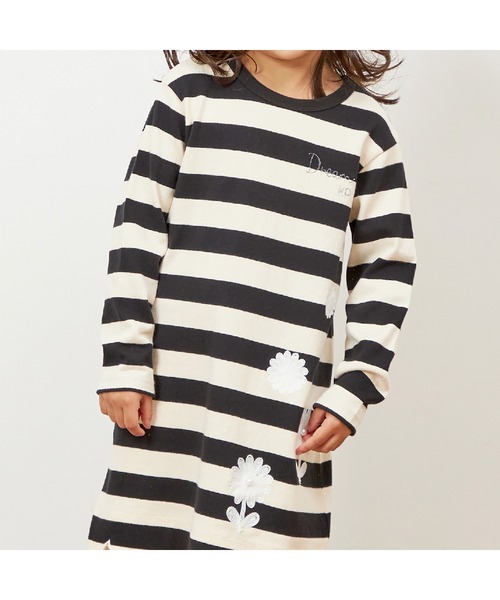 KP ワンピース 太ボーダー裾スカラップワンピース(90〜160) キッズ