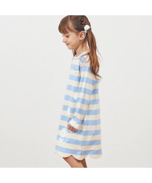KP ワンピース 太ボーダー裾スカラップワンピース(90〜160) キッズ