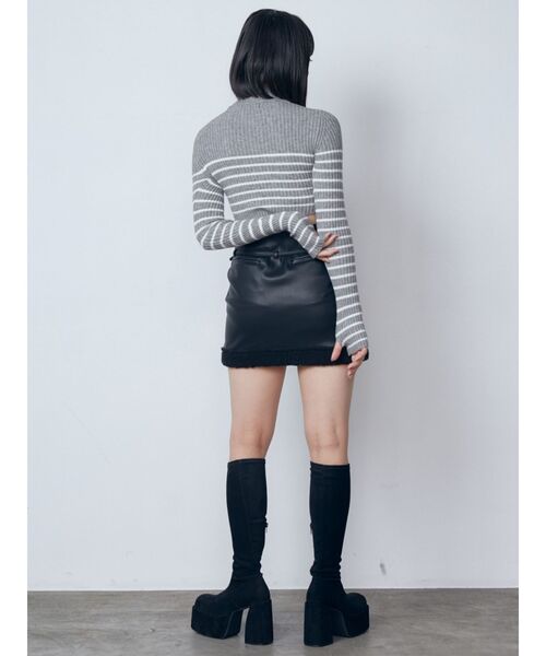 HIGH 売れ筋商品|||ハイ ニット&セーター アウター レディース Sweaters Black Pierrot ニット セーター ストレッチリブハイネックニット