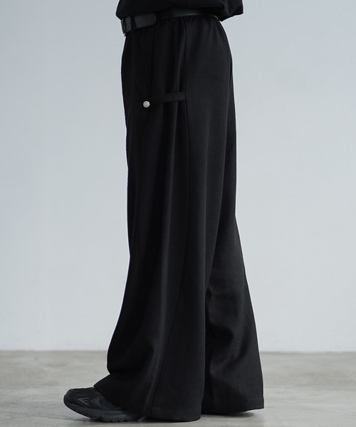 molk パンツ 「molk」ワイドストレートサイドボタンツイードパンツ