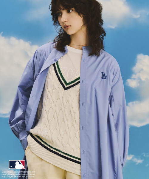 ワンピース シャツワンピース 「MLB COLLECTION BY JUN」リボンタイ  