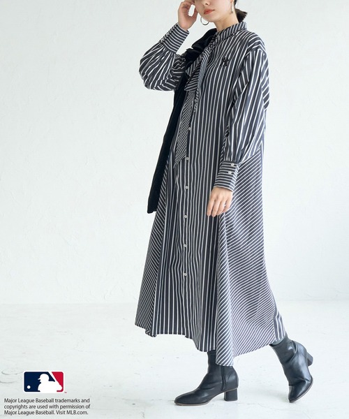 新品タグ付き★AKIRANAKA ビッグシルエットシャツワンピース ベルトリボン ROPE' PICNIC（ロペ ピクニック） ワンピース 「MLB COLLECTION BY JUN