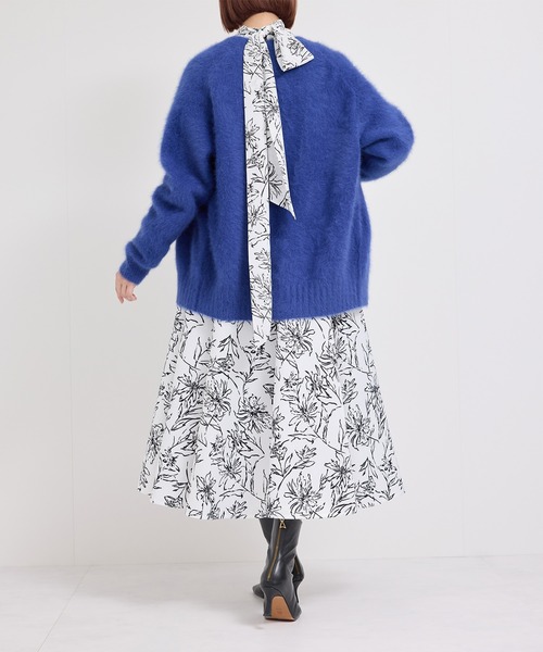 ROPE' ブラウス シャツ ハンドフラワーバックタイブラウス