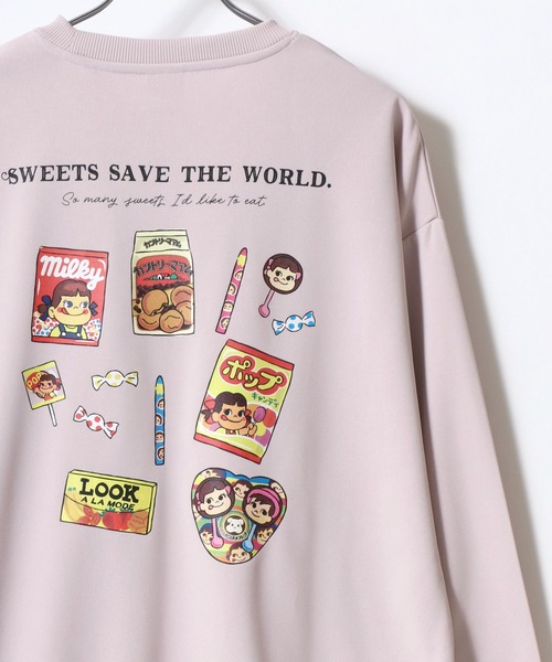 トレーナー スウェット Peko/ペコ ワンポイント刺繍 バックプリント