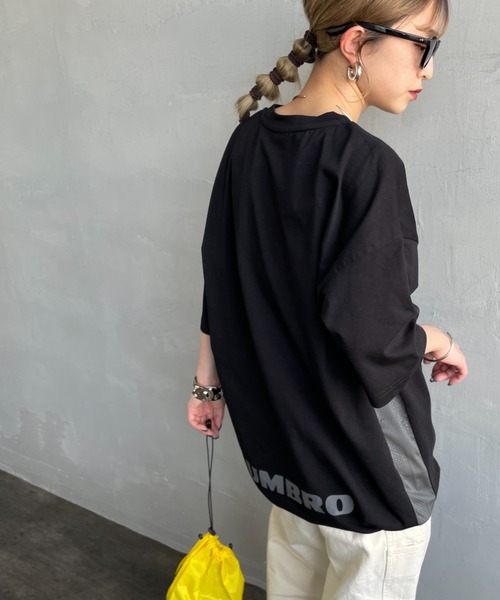 tシャツ 「UMBRO/アンブロ」 別注 ワンポイントロゴ メッシュ切替Tシャツ レディース メンズ