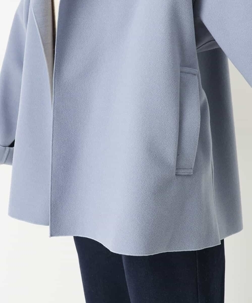 「MK MICHEL KLEIN」 チェスターコート 38 ライトブルー レディース_画像2